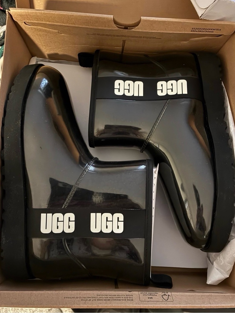 UGG Classic Clear Mini waterproof boots in a women's size 10